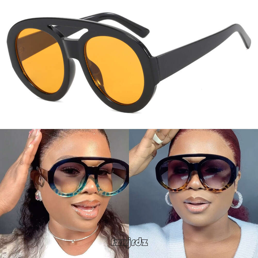 Oversized Frog-Shaped Double Bridge Sunglasses Fashion Color-Block Cross-Border Ins Internet Celebrity Sun glasses for Women