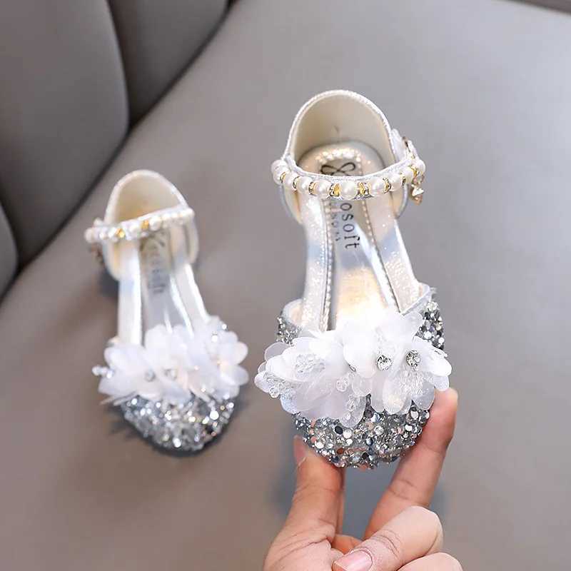 Fashionable CHIldrens Sandals 2024 Spring/Summer Sparkling Flower Sweet Girl Princess Shoes Performance CHIldrens Sandals J191 Z250410
