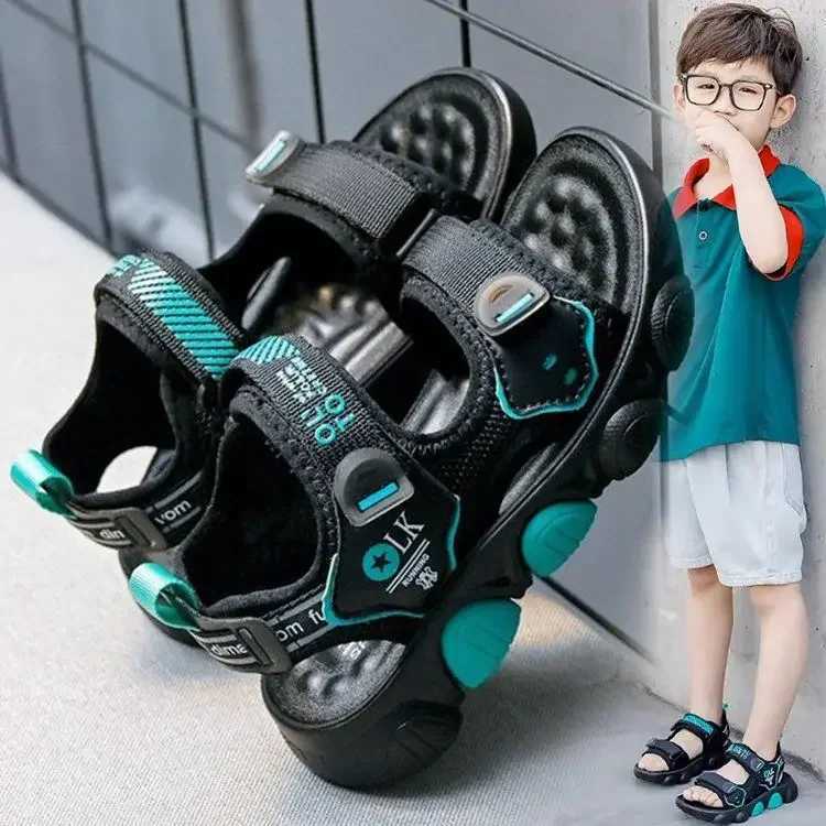 Boys beach sandals childrens summer shoes 2024 summer new childrens sports and leisure sandals big boys anti slip fashion 26-37 Z250410