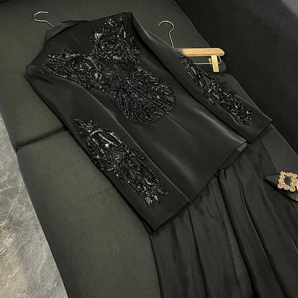 TWOTWINSTYLE Light Solid Two Piece Sets For Women Lapel Long Sleeve Top High Waist Pants Sexy Set Female Style W251110