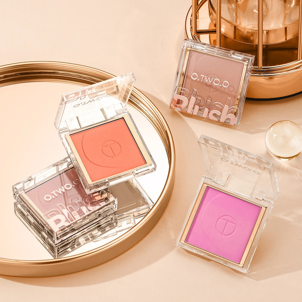 O Two of them Coral pink makeup powder blusher mineral soft blush natural cheek contour palette shadow matte 250325
