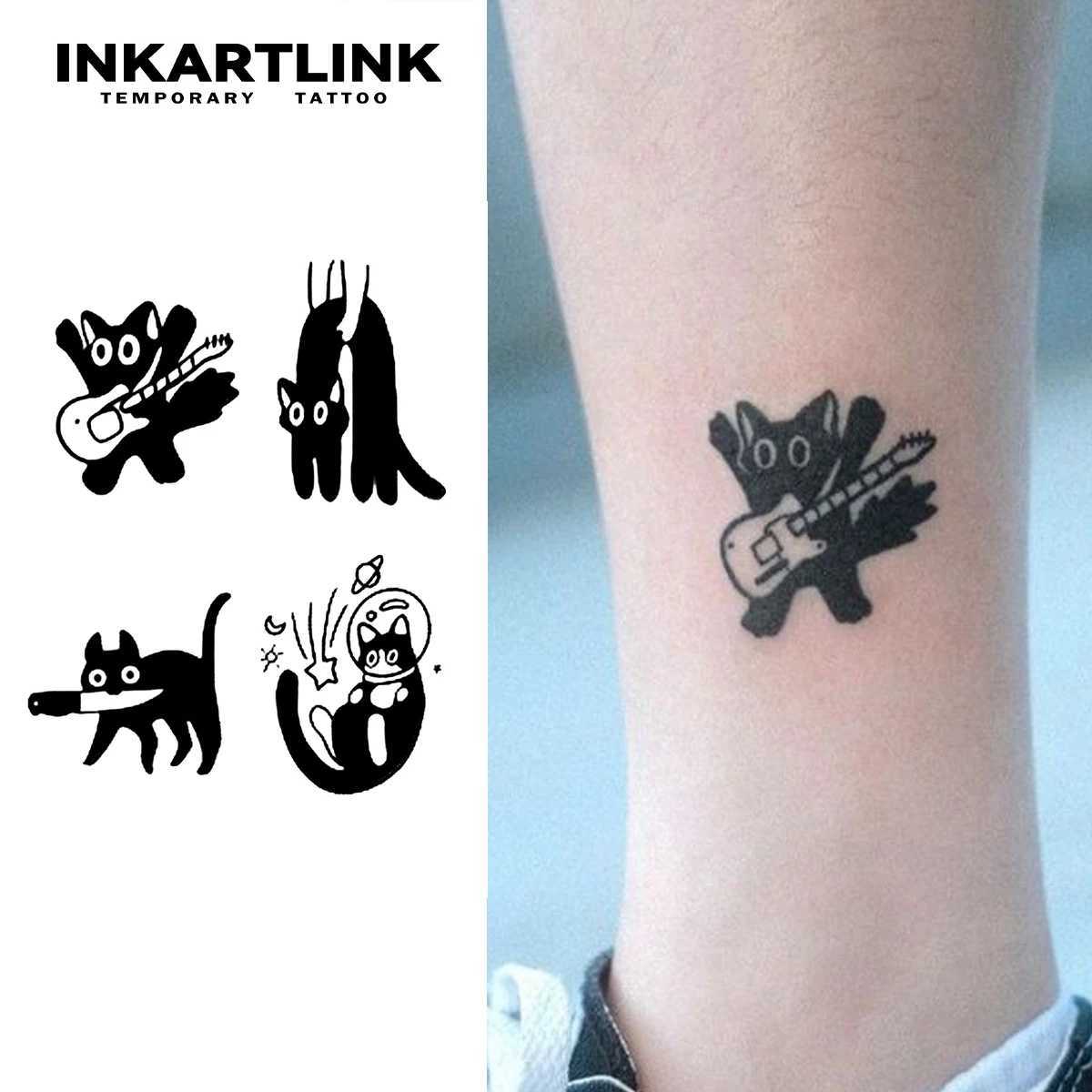 Cute black cat temporary tattoo lasting for 15 days with new technology waterproof semi permanent sticker W250410