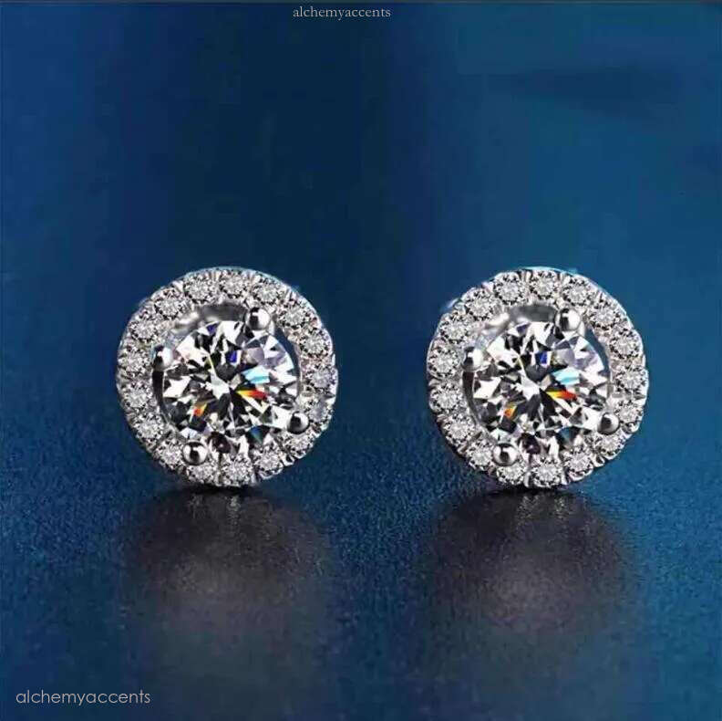 Ins Top Sell Stud Earrings Moissanite Dia Simple Fashion Jewelry Round Cut Gemstones Party High Quality Eternity Classical Women Circle Earring nice G