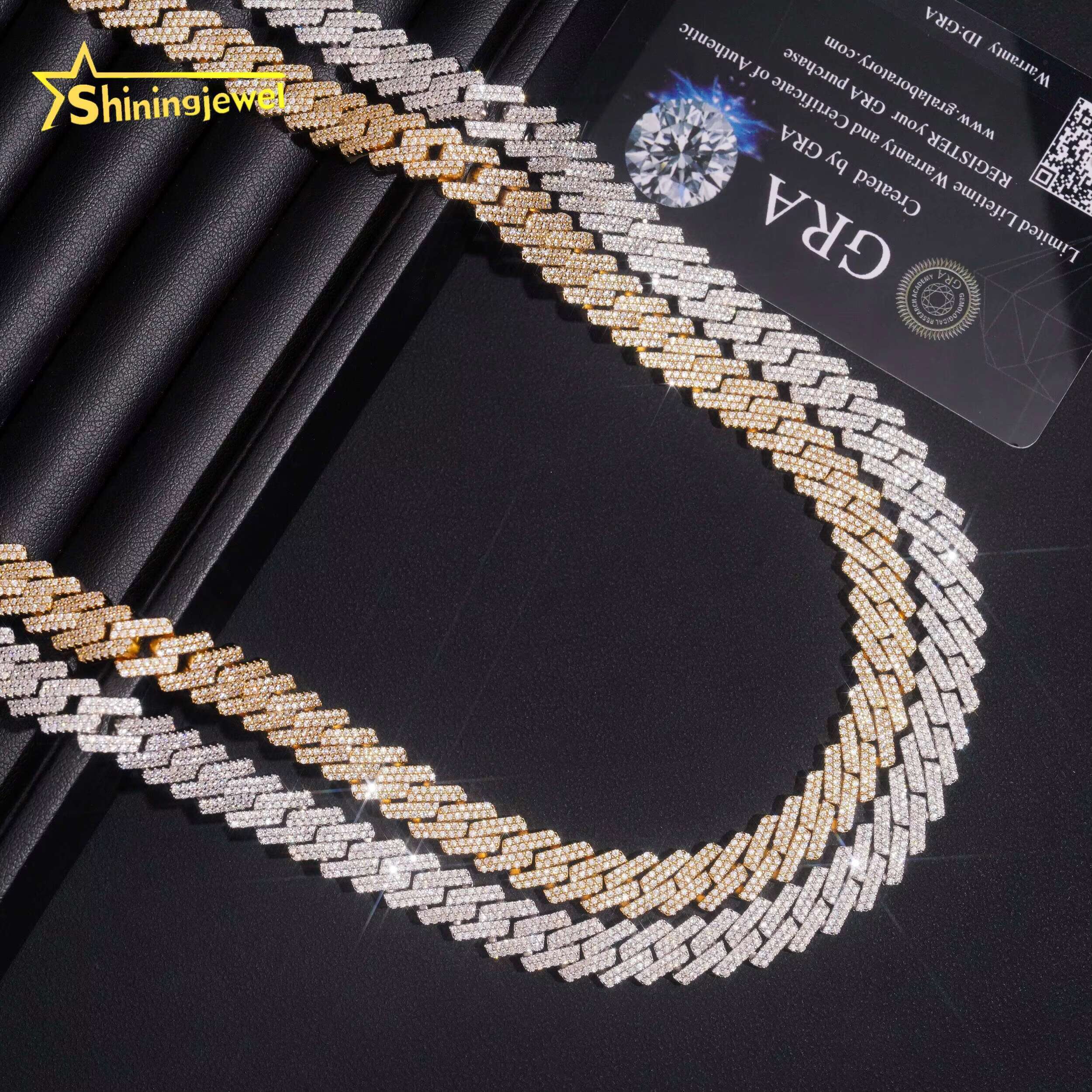 Large Stocks 10mm 2 Rows 925 Sterling Silver Hip Hop Jewelry Men Fashion Necklace Iced Out Moissanite Diamond Cuban Link Chain