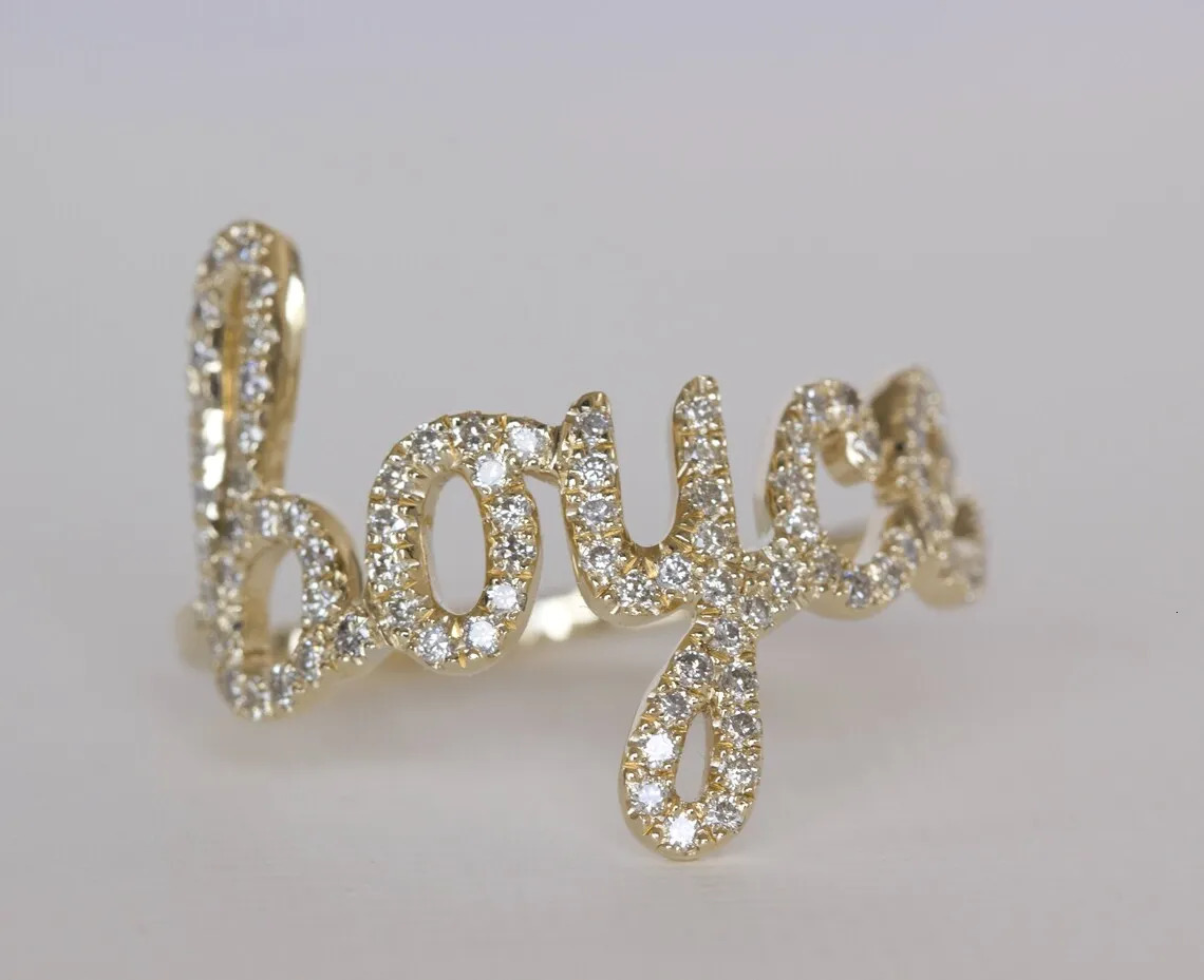 Crystal Stone Custom Name Ring For Women Diamond Letter Pendant Wedding Jewelry Gift 250409
