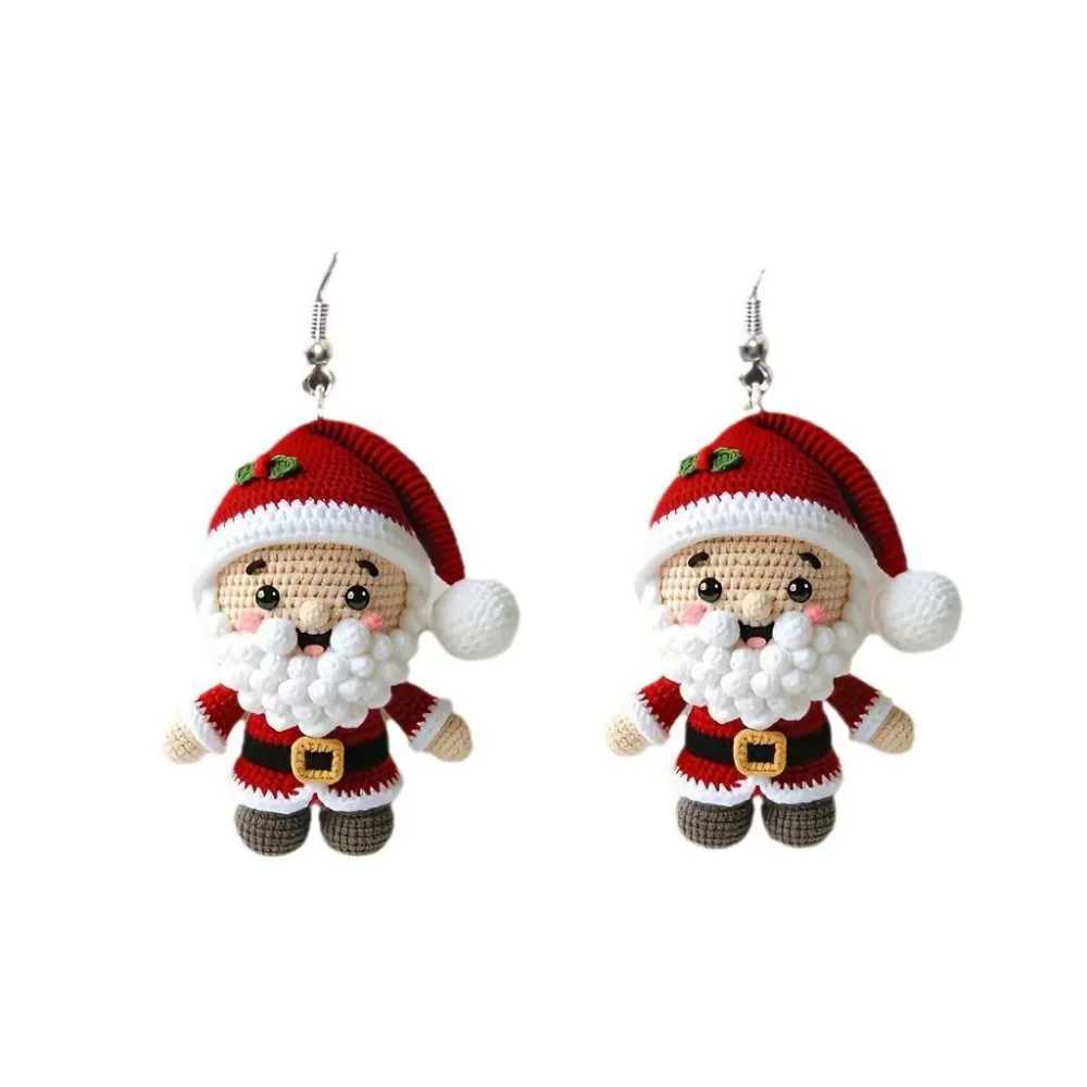 Merry Christmas Acrylic Knit Pendant Earrings Cartoon Design Dangle Earring Holiday Party Jewelry New Year Gifts for Women Girls J251110