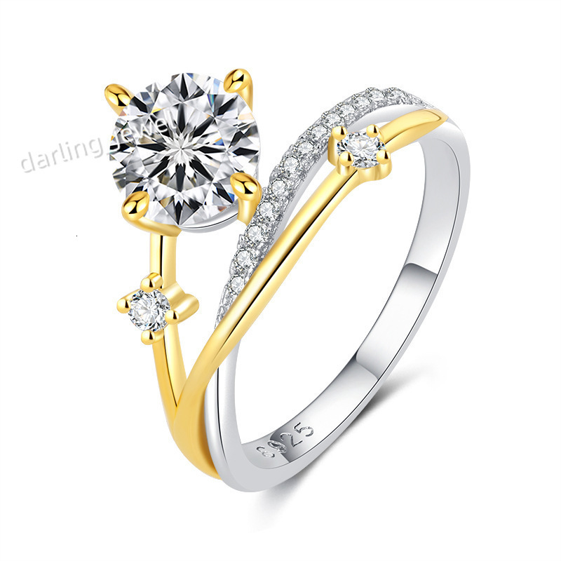 Dropshipping S925 Silver Plated 1 Karat Wedding Ring Factory in Stock Supply Silver Engagement Promise Ladies Moissanite Ring