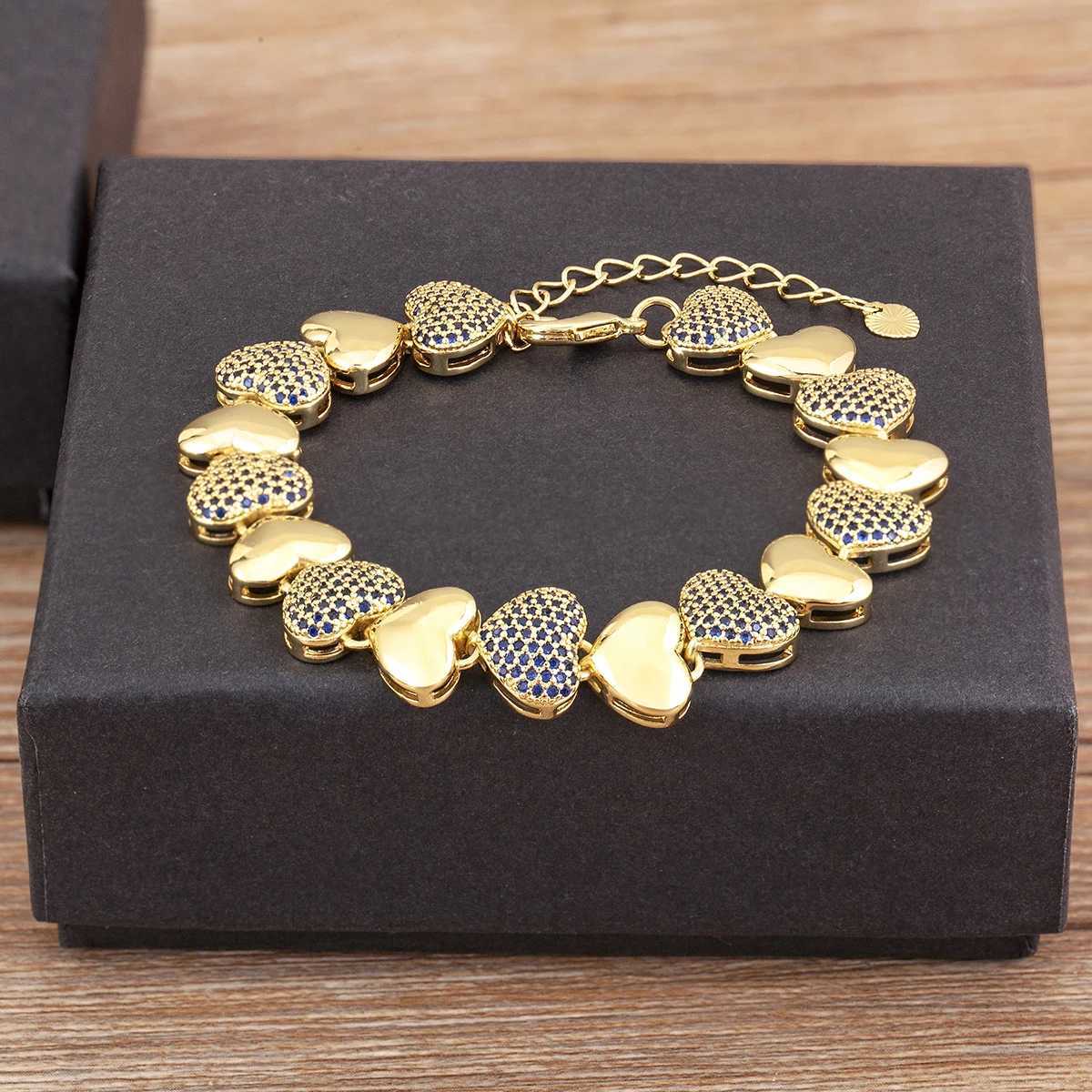 Nidin New Fashion Love Heart Shape Cubic Zirconia Charm Bracelets For Women Female Birthday Party Fine Jewelry Gift WholesaleT251110