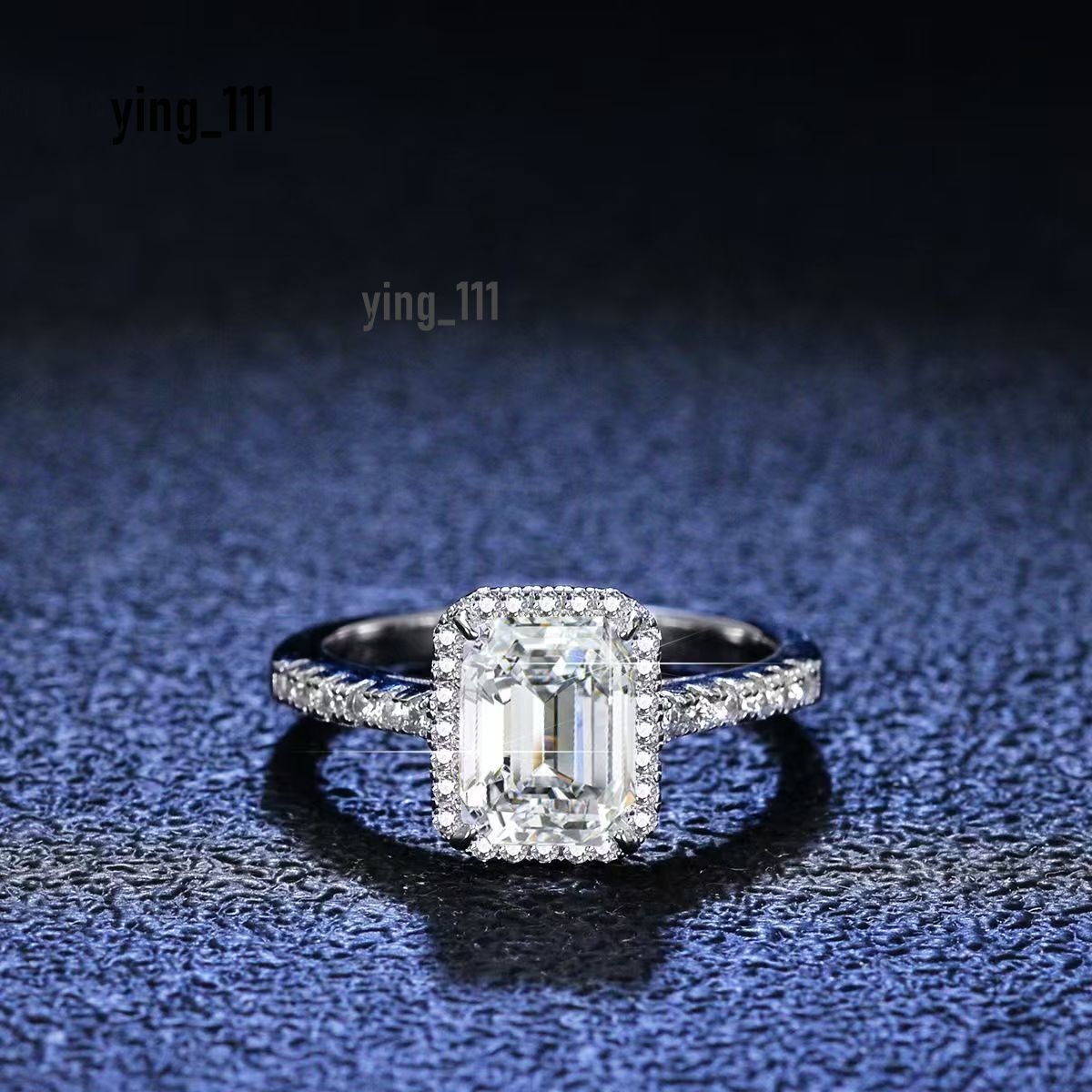 925 Sterling Silver with GRA Certificate D Color Fashion Moissanite Ring 1ct Emerald Cut Moissanite Anniversary Ring for Women