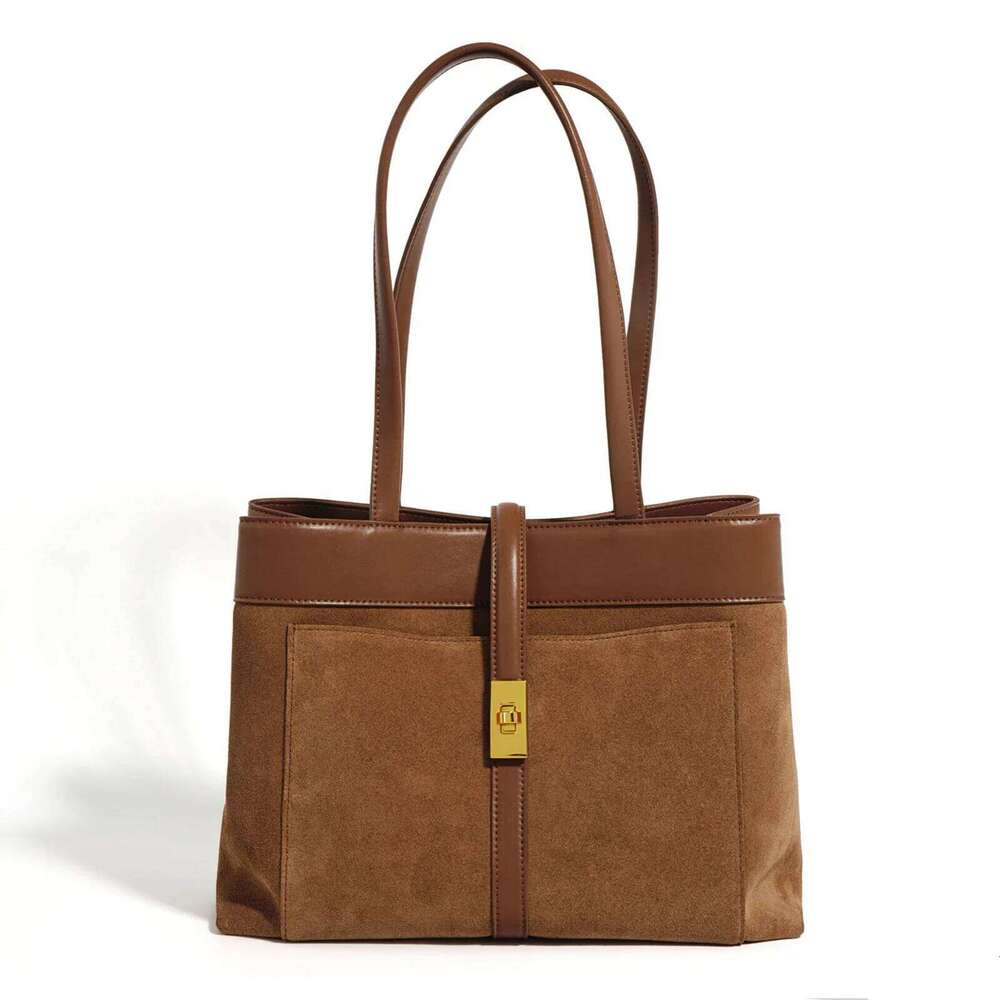 Suede Tote Women Minimalist Designer Armpit Square Shoulder Bag Matte Leather Handbag For Work Office Commute Briefcases Suotong1110