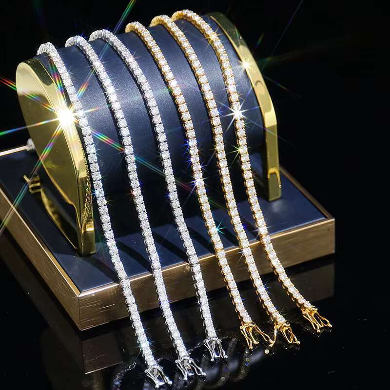 Fine Jewelry Moissanite Tennis Link 925silver Necklace 2mm 3mm 4mm 5mm 6mm GRA Authentication Diamond Hiphop Style Bracelet