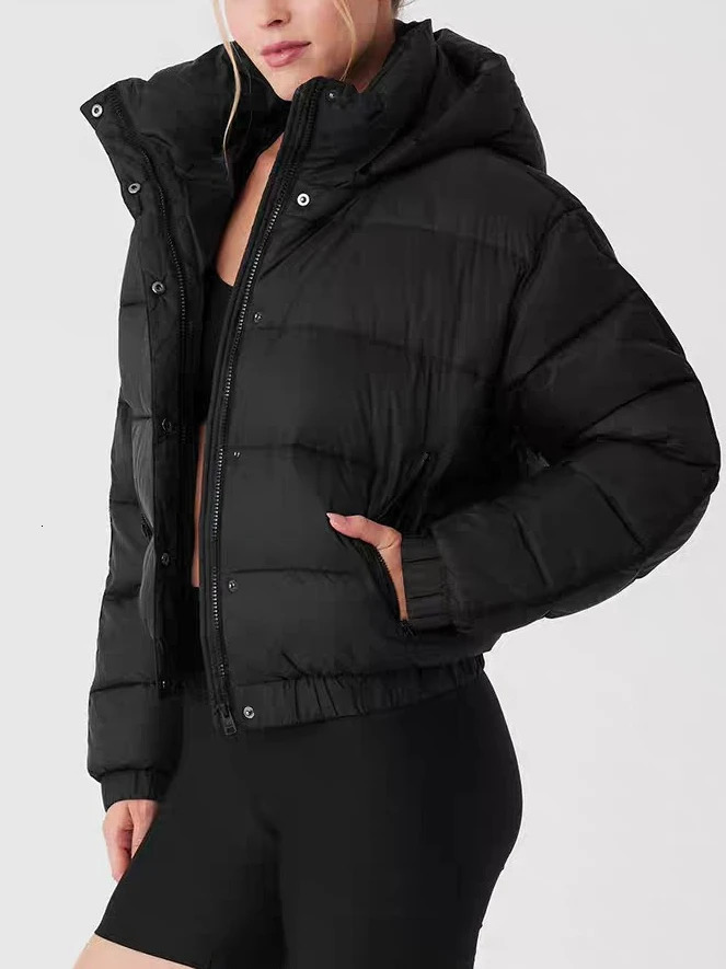 Fashion Warm Padded Jacket Women Winter Parkas Long Sleeve Hooded Bread Cotton Clothes Female Sports Thick Outerwear 251110