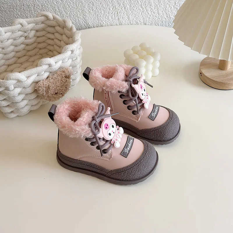 Sanrio Girl Winter Boots Cute Kuromi Snow Boots for Children Princess Fashion Cartoon Kids Princess Causal Ankle Boots Non-slip H251110