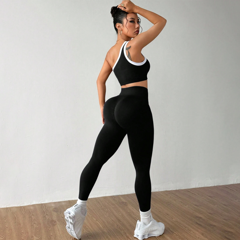 Yoga Set Sports One Shoulder Backless Bra Fitness Yoga Pants Outdoor Running Set