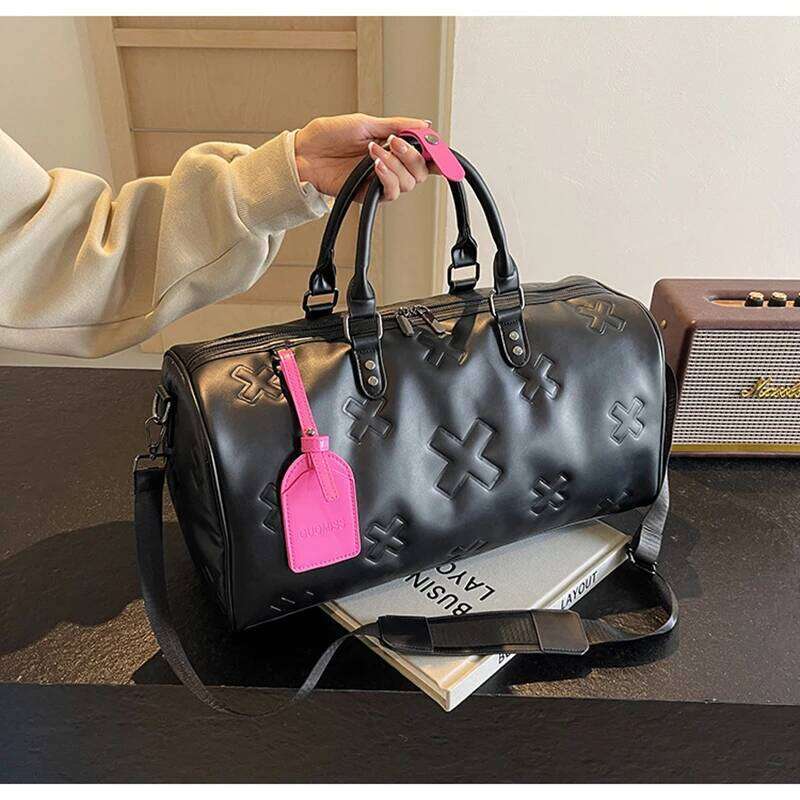 Women S Travel Duffle Fashion PU Leather Gym Fitness Yoga Luggage Boston Handbag Outdoor Sports Suitcase Shoulder Tote Bag