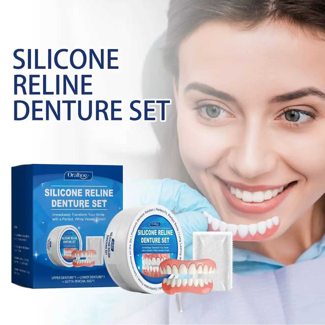Revolutionary Silicone Dental Kit for Temporary Orthodontics Glove like Suitable Dentures Comprehensive Oral Hygiene Solution M250410