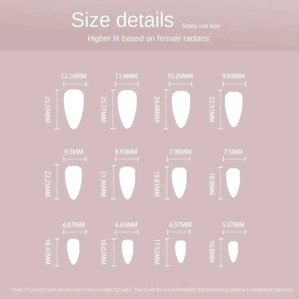 24 pieces of long almond fake nails French wave fake nail tips DIY complete set detachable W250410