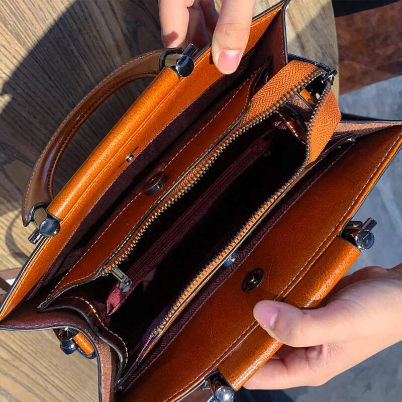 YANATARI Female Genuine Leather Handbags Women Shoulder Crossbody Vintage High-Capacity Tote Minimalist Bag