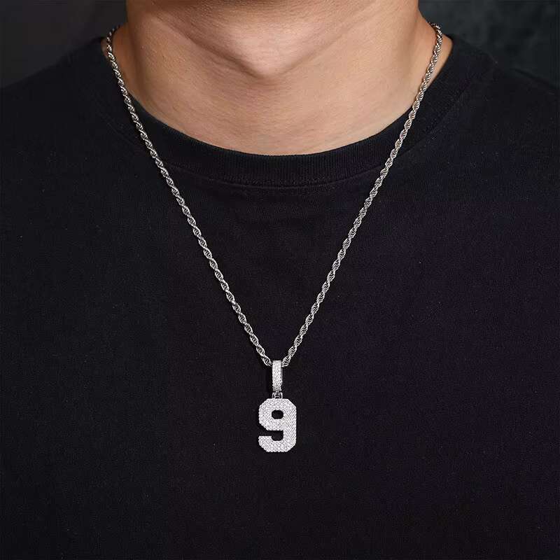 0-9 Lucky Numbers Pendant 925 Silver 18K Gold Moissanite Charms for Men and Womens Hip-hop Jewelry Accessories