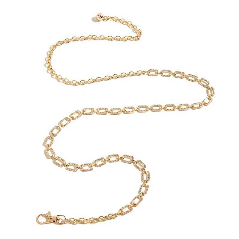 Wens rhinestone with metal ultra-thin waist chain high-quality Versatile dress fashionable with bright brides sparkling waist chain X250410