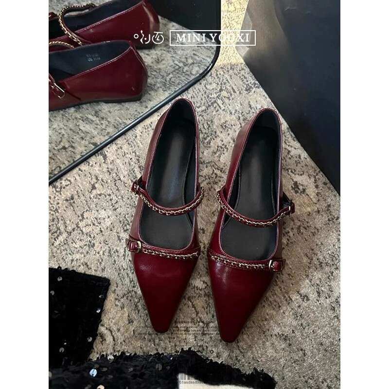 Woman Sandals Spring And Autumn New Coarse Heel Mary Jane Small Women S Fashion Versatile Shallow Mouth Leather Soft Bottom Single Shoes Women