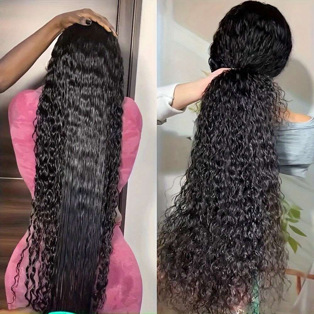 100% Unprocessed Brazilian Virgin Human Jerry Wave 13X4 Lace Frontal With Full Edges & Baby Black Deep Kinky Wet And Wavy Look Curly Style For Women, 