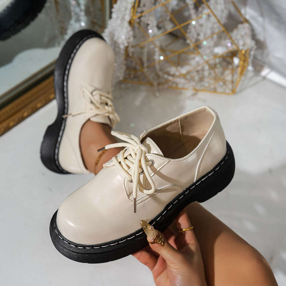 Woman Sandals British Big Toe Small Leather For Women New Sponge Cake Thick Soled Women S Casual Shoes College Style Single Shoes