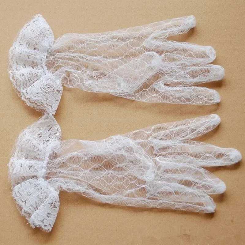 Bride Wedding Gloves White Short Design Lace Gauze Transparent Women 2025 UV-Proof Summer Fishnet Mitten L251110