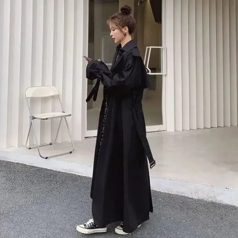 Womens medium length windproof jacket with elegant preparatory style and loose fit suitable for the Korean version of Spring Autumn arrival trend 2504