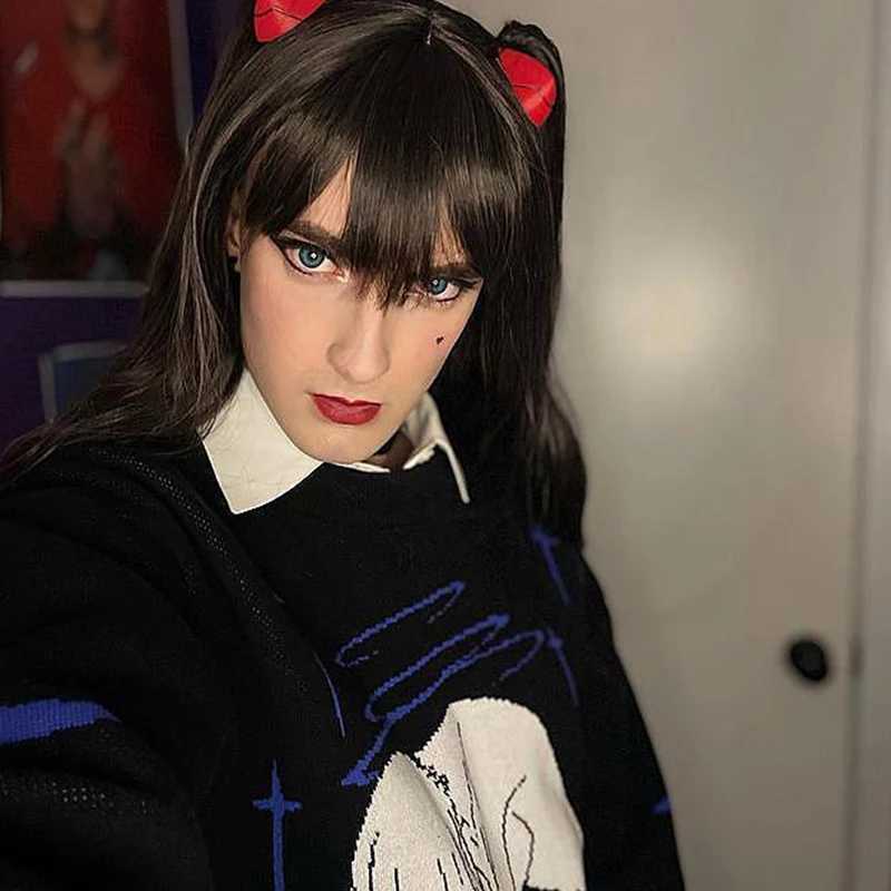 Fashion 2000s Fashion Hip-Hop Cartoon Retro Comfortable Loose Harajuku Gothic Street Wear Long Sleeved Knitted Pullover Women Sweater Y251110