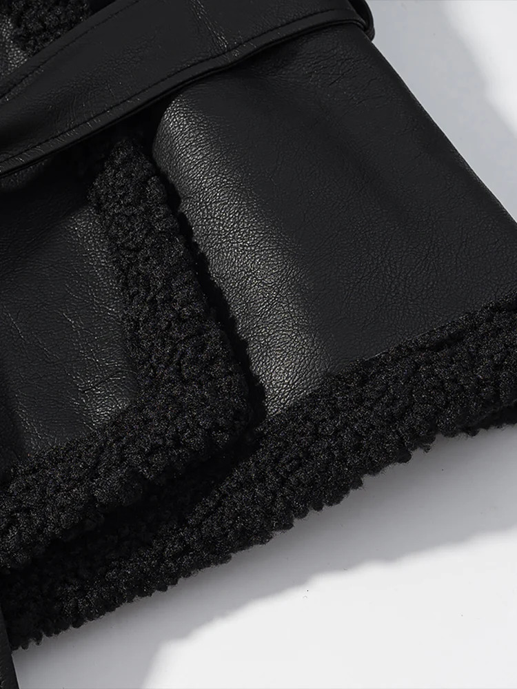 European style womens fashion versatile temperament simple lapel long sleeve with belt fur coat 251110