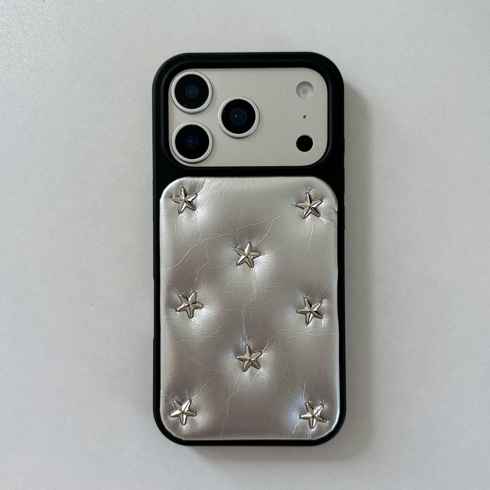 Little Star Rivet Solid Color Phone Case Compatible with iPhone 17/16 Pro Personalized Shockproof iPhone 15/14P Full Coverage