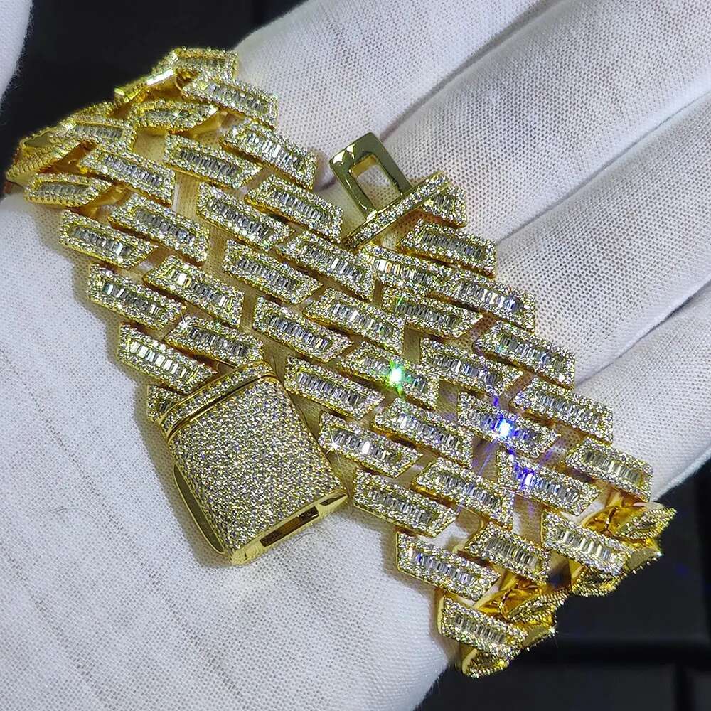 18mm Width Cuban Chain Prong Mixed Inlay CZ Cubic Zircon Plated Luxury Men Necklace Bling Full Iced Out Hiphop Jewelry 7-24