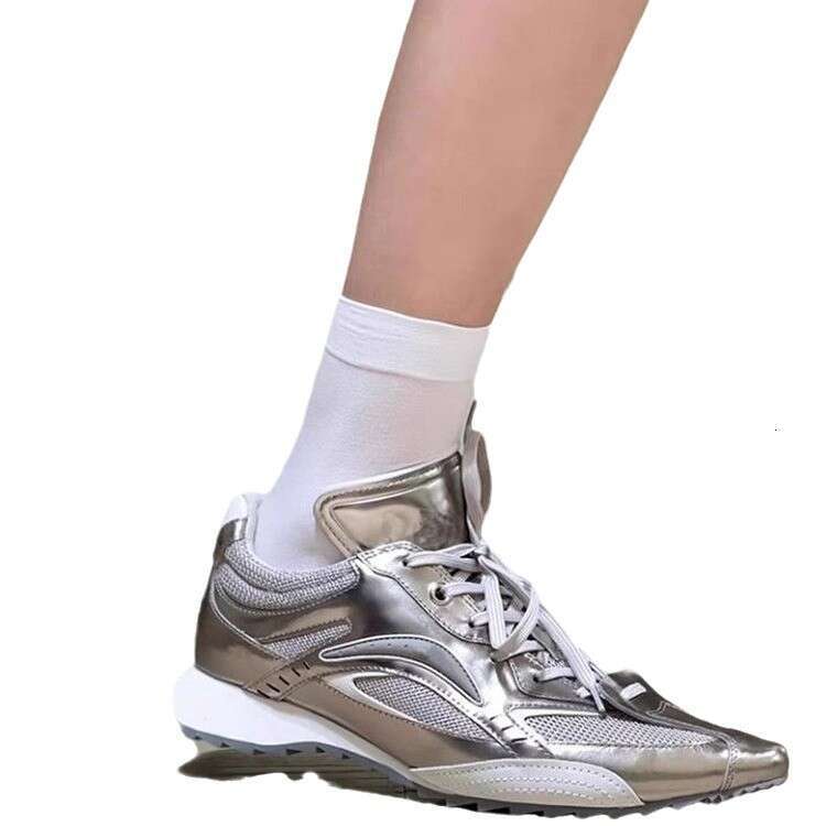 Woman Sandals New Fashion Pointed Sneakers Silver French Trendy Boxing Casual Leg Show Thin German Training Shoes