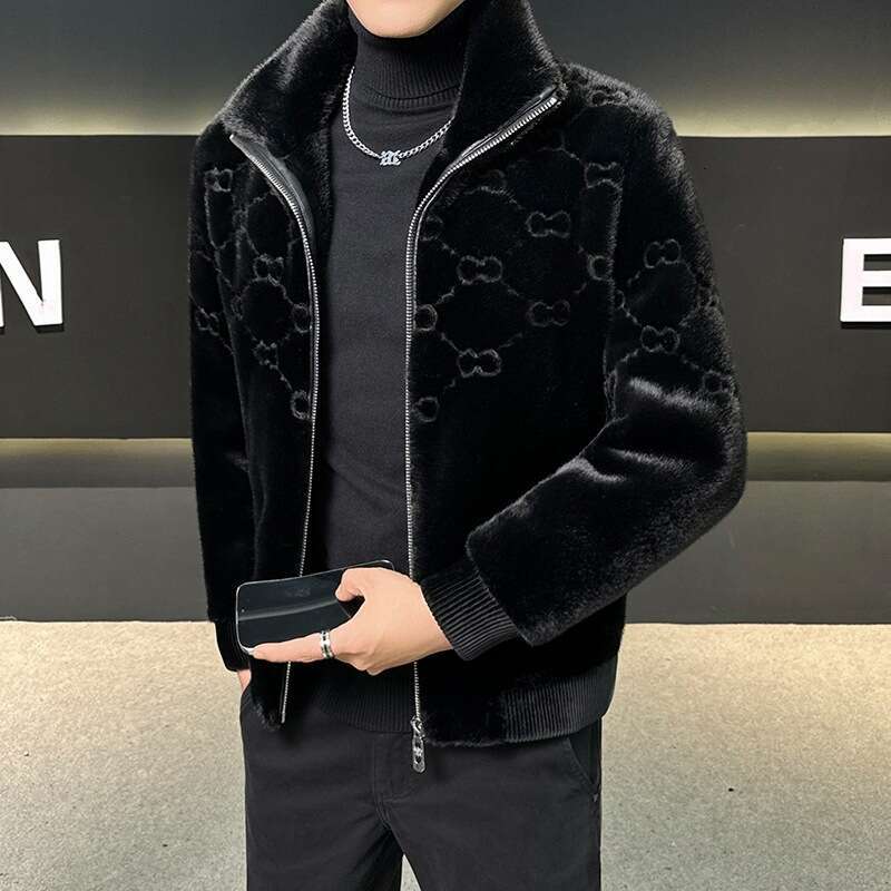 Men's Turn-Down Collar Thickened Faux Mink Fur Jacket 2025 Autumn Winter New Fashion Casual Versatile Coat For Youth
