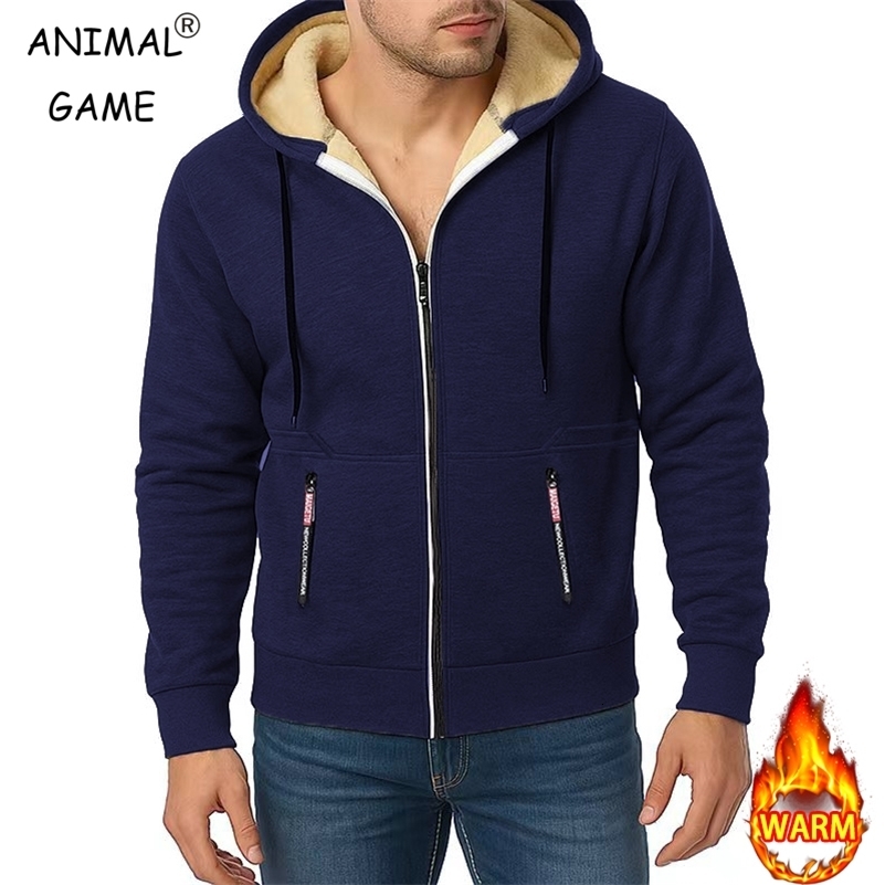 Animal Game Hoodies for Men Heavyweight Fleece Sweatshirt Full Zip Up Thick Sherpa Lined Hooded Jacket Casual Thick Sweatshirts 251023CJ