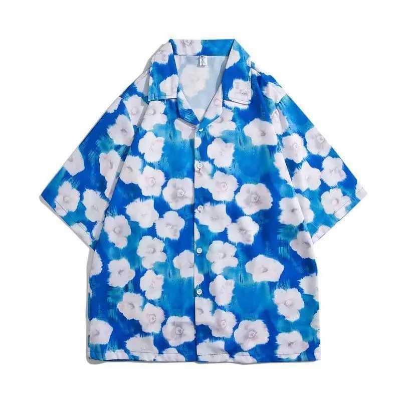 Mens short sleeved shirt Hawaii floral print summer shirt large casual clothing street fashion city clothing men X250410