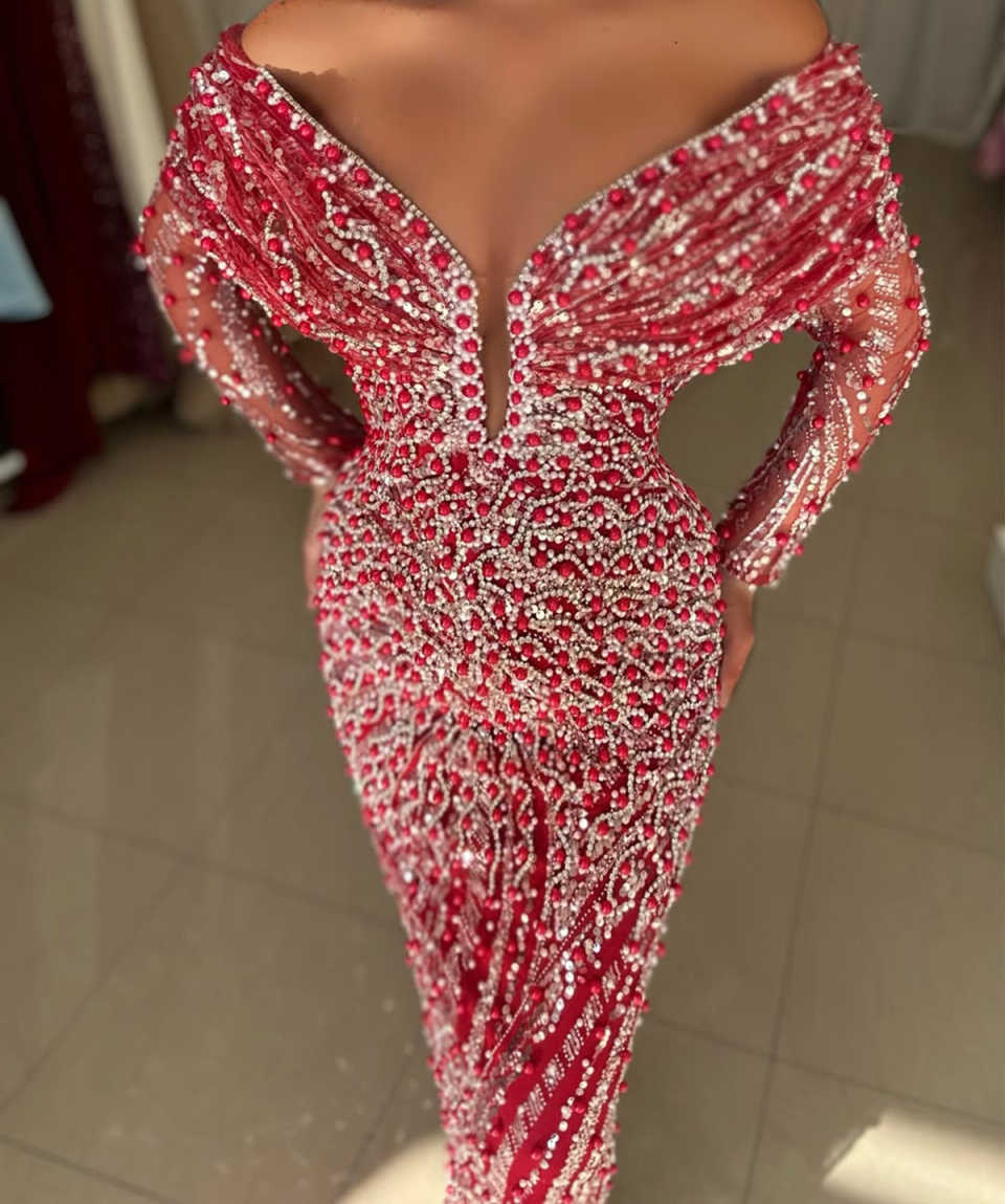 Luxury Heavy Handmade Prom Dress Full Beaded Off Shoulde Evening Gown Formal Occasion Dress Party Women Customized Dresses