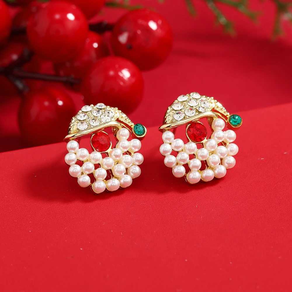 New Trendy Rhinestone Imitation Pearl Snowflake Bell Elk Christmas Hat Stud Earrings For Women Christmas Jewelry Accessories J251110