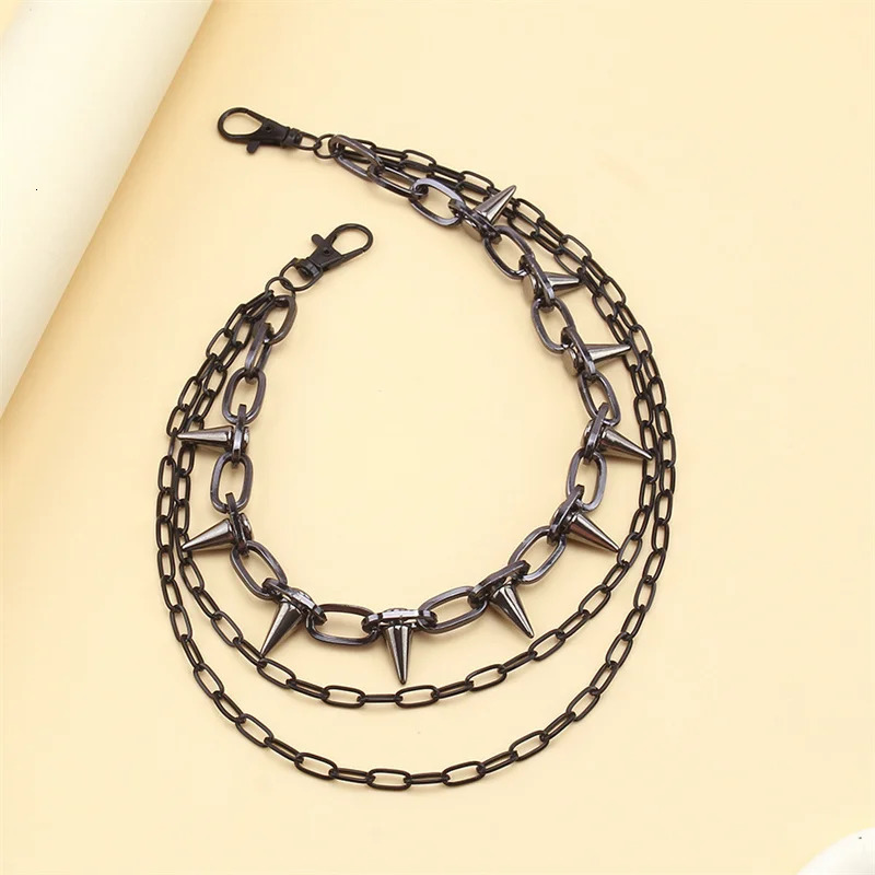 Hip-hop Punk Metal Rivets Pants Chain Multi-layer Waist Chain Dress Up Pants Hundred With Jewelry 250409