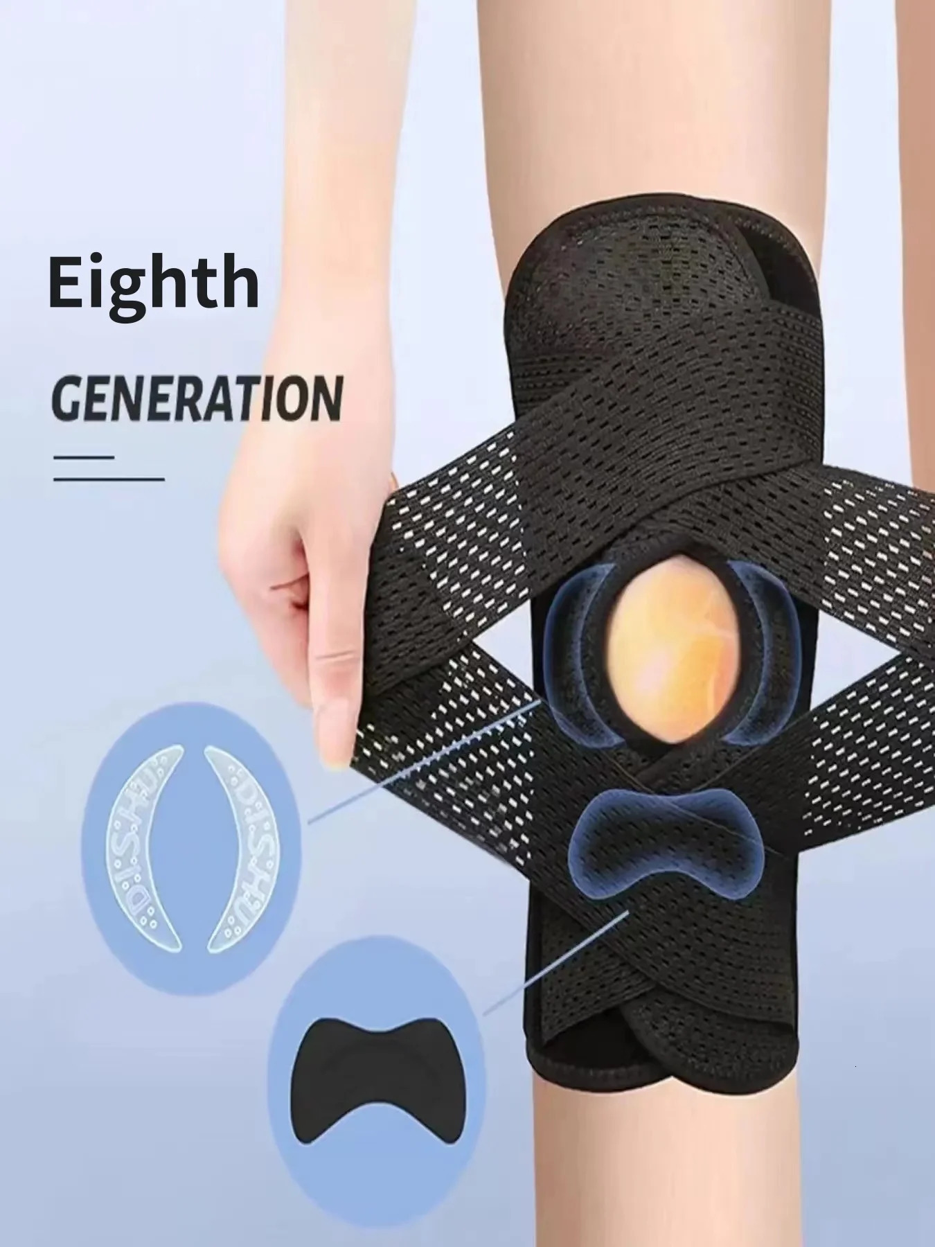 Eighth generation meniscus professional knee pads with three layers of silicone pads for knee fixation and tear rehabilitation 250410