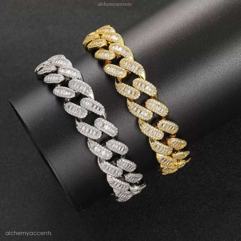 Elegant Gold-Plated Miami Cuban k Bracelet Featuring Sier VVS Moissanite Dias by Jasen