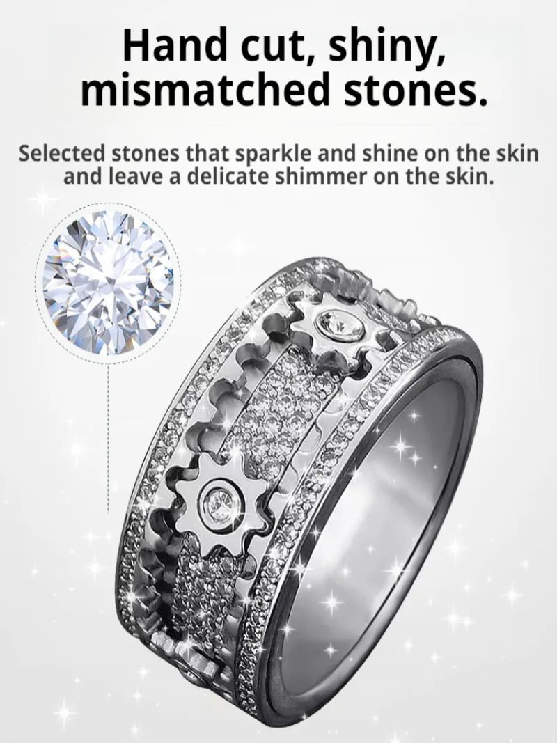 Mens and Womens Couple Star Wheel Ring Pair Ring Turnable Gear Rotating Rose Gold Style 251110