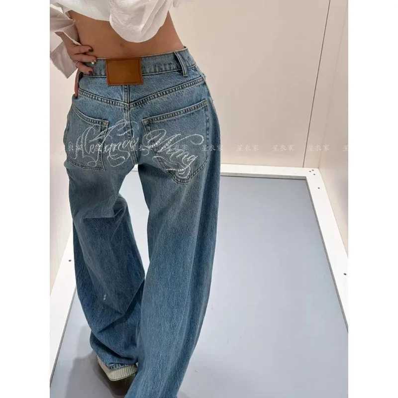 Loose Wide Leg Womens Jeans Casual Pants Trousers Vintage Retro Design American Style Chic Distressed Oversized Fashion C251110
