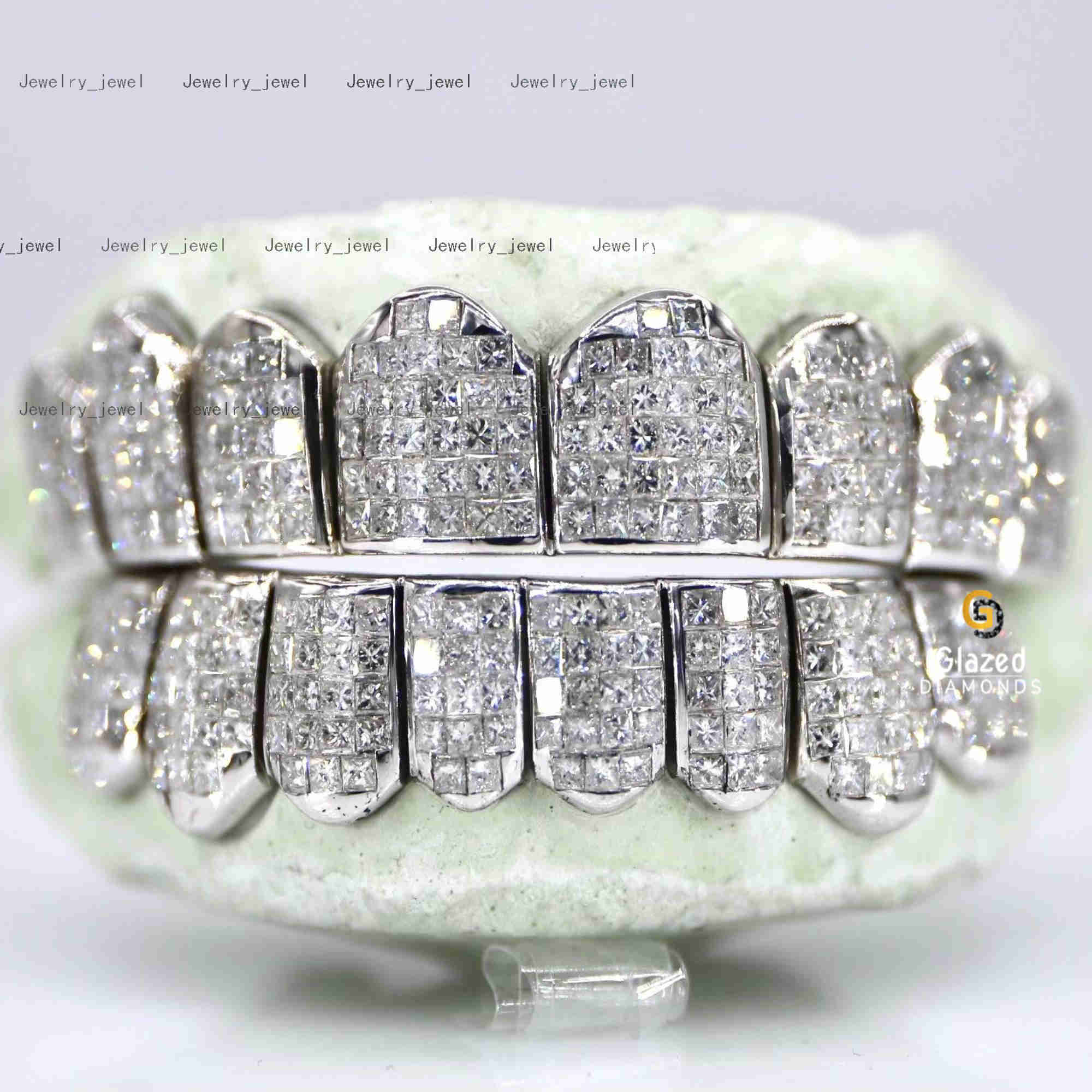 Hot Selling Custom Made Personalized Tooth Sterling VVS Moissanite Princess Cut Diamond Mens Iced Out Grillz Teeth Decoration