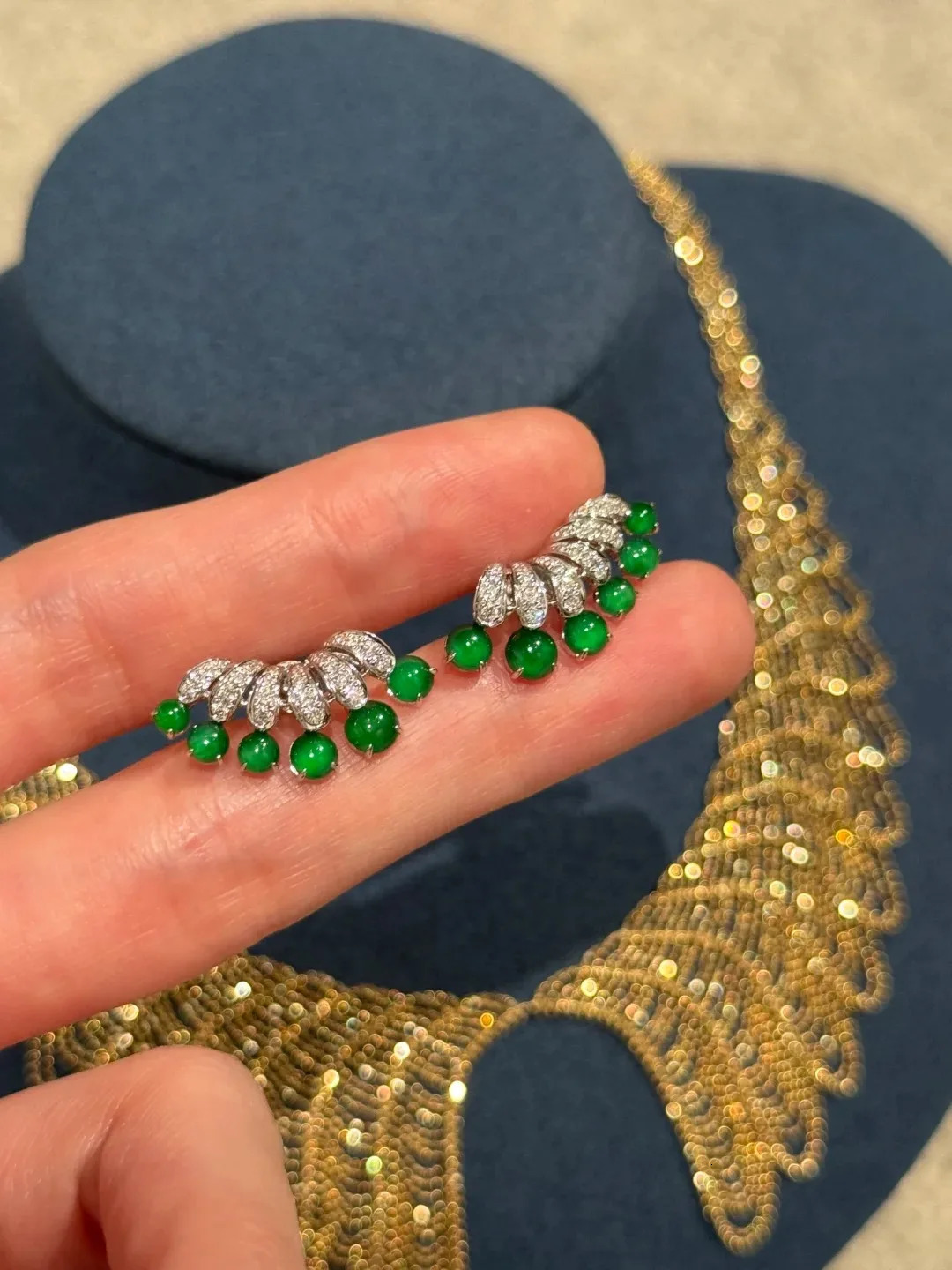 Jade stud earrings for womens China jade gemstone green exquisite earrings accessories 250407