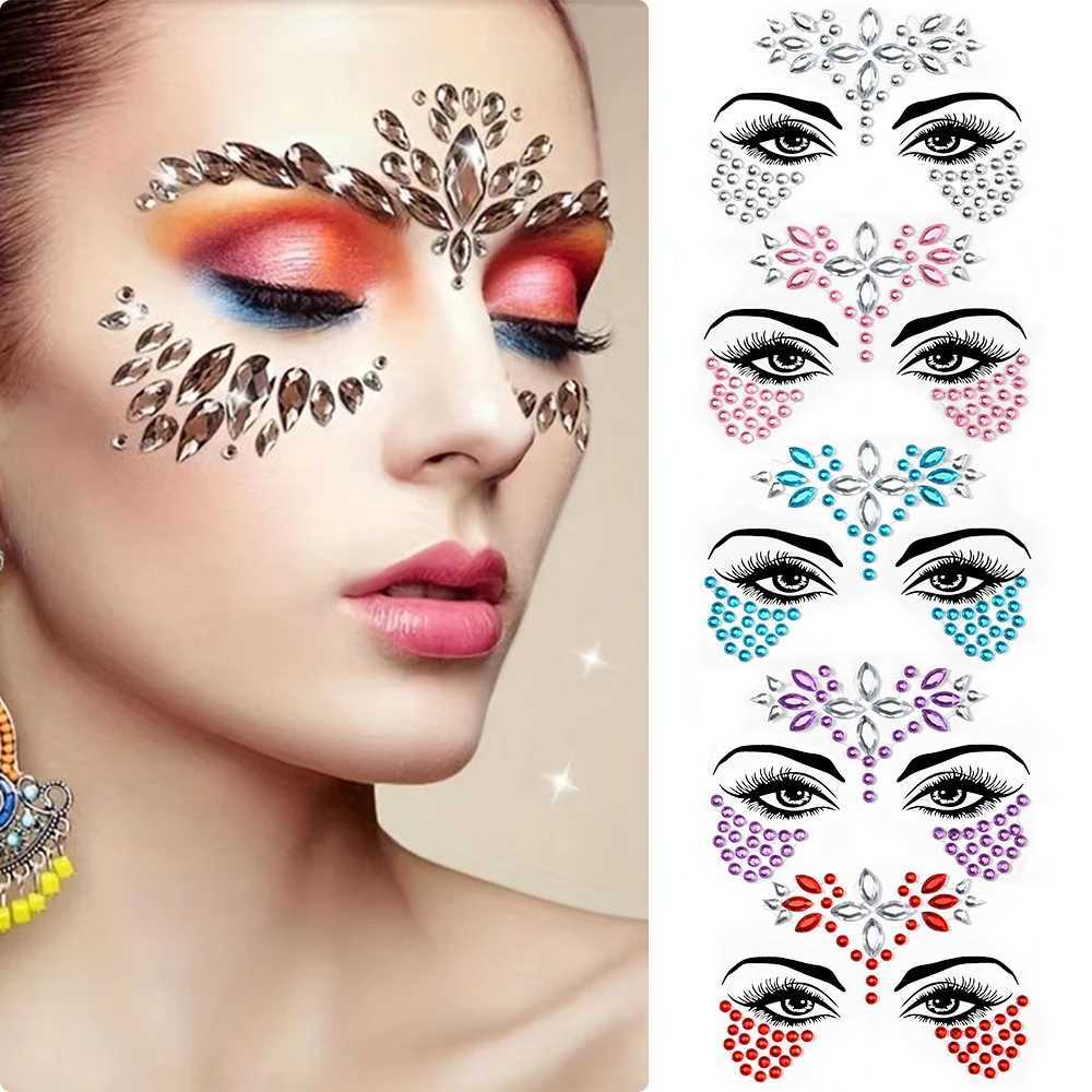 5 pieces of colorful 3D simulated gemstone eye and facial decoration gemstone stickers DIY music festival Y2K makeup party night club facial decoratio