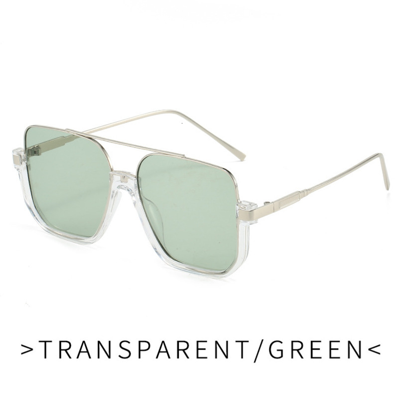 Double Bridge Half Metal for Women Large Frame Polygonal Korean Style Polarized Retro Personality Sunglasses