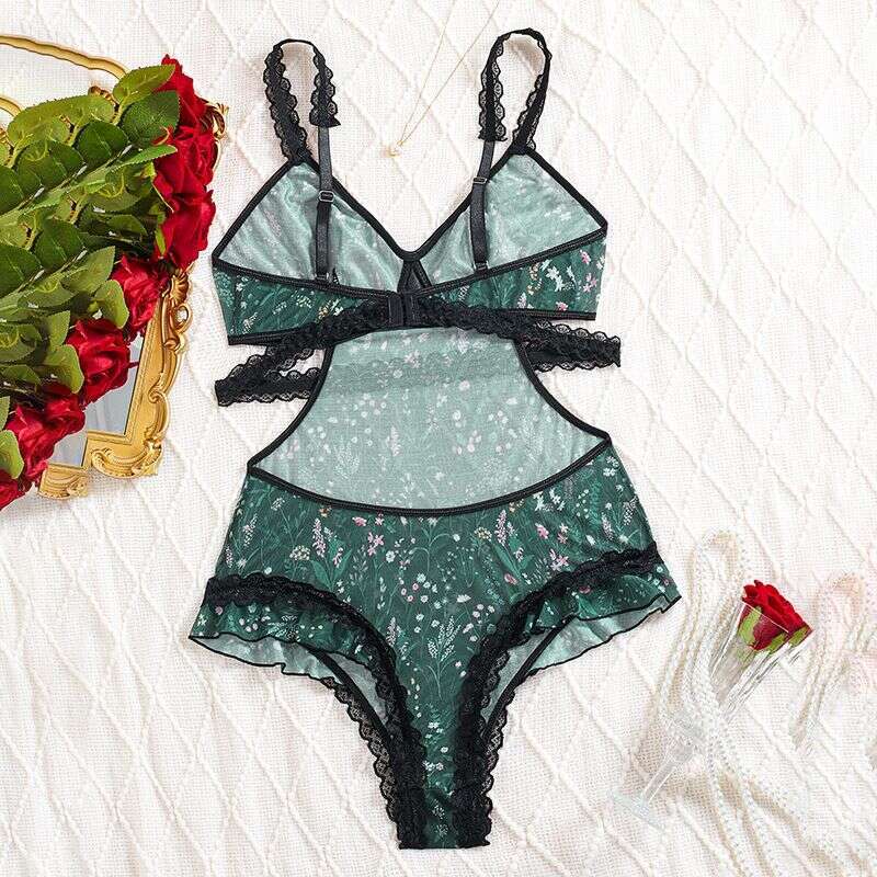 Lace Sexy Lingerie Fashion Sexy Lingerie Contrasting Mesh Lace Women S Body Sculpting Small Floral Onesie