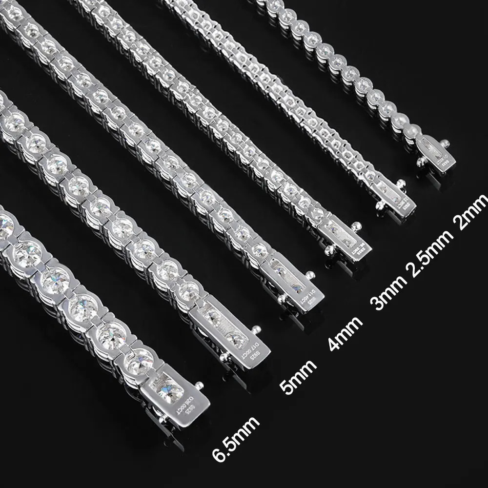 KNOBSPIN 2mm Tennis Bracelet 925 Sterling Silver Plated White Gold Bracelet for Women Man Sparkling Party Jewelry 250408
